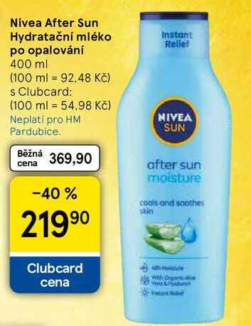 Nivea After Sun Hydratační mléko po opalování, 400 ml Tesco