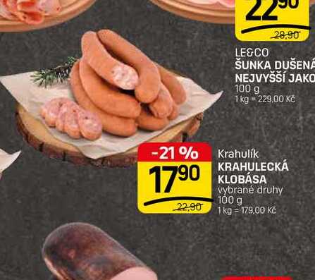 KRAHULECKÁ KLOBÁSA vybrané druhy 100 g