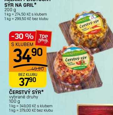 ČERSTVÝ SÝR* vybrané druhy 100 g