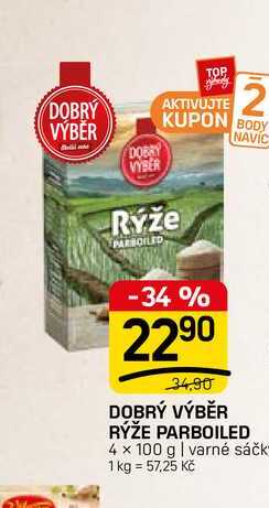 DOBRÝ VÝBĚR RÝŽE PARBOILED 4 x 100 g | varné sáčky