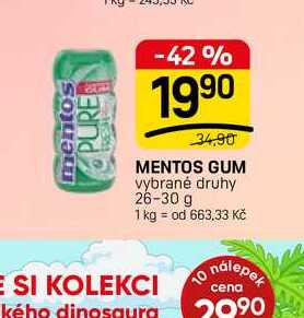 MENTOS GUM vybrané druhy 26-30 g