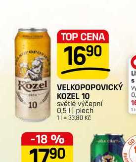VELKOPOPOVICKÝ KOZEL 10 světlé výčepní 0,5 || plech