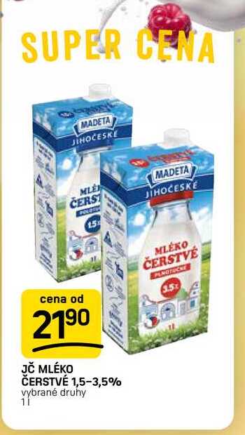 JČ MLÉKO ČERSTVÉ 1,5-3,5% vybrané druhy 11 