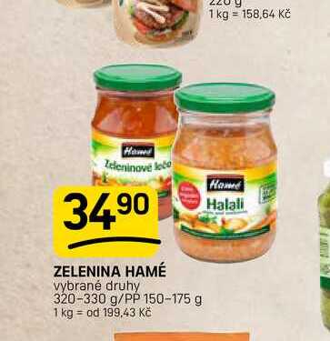 ZELENINA HAMÉ vybrané druhy 320-330 g/PP 150-175 g