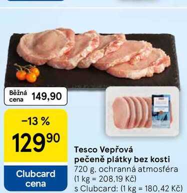 Tesco Vepřová pečeně plátky bez kosti, 720 g 