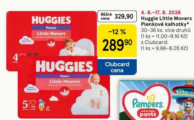 Huggie Little Movers Plenkové kalhotky, 30-36 ks, více druhů 