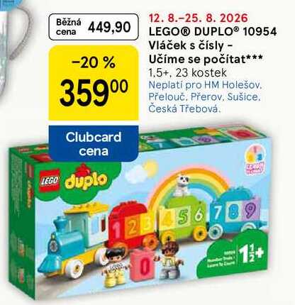 LEGO® DUPLO® 10954 Vláček s čísly - Učíme se počítat 1,5+, 23 kostek