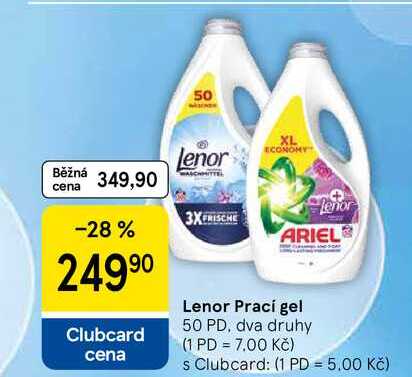 Lenor Prací gel, 50 PD, dva druhy Tesco