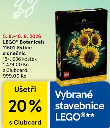 LEGO® Botanicals 11502 Kytice slunečnic 18+, 686 kostek Tesco
