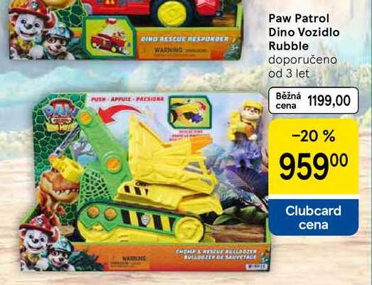 Paw Patrol Dino Vozidlo Rubble Tesco