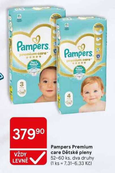 Pampers Premium care Dětské pleny, 52-60 ks, dva druhy