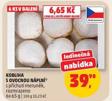 KOBLIHA S OVOCNOU NÁPLNÍ s příchutí meruněk, 6x 65 g