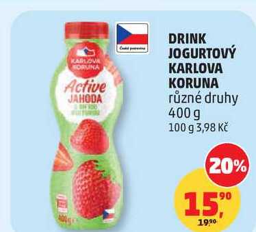 DRINK JOGURTOVÝ KARLOVA KORUNA různé druhy, 400 g 