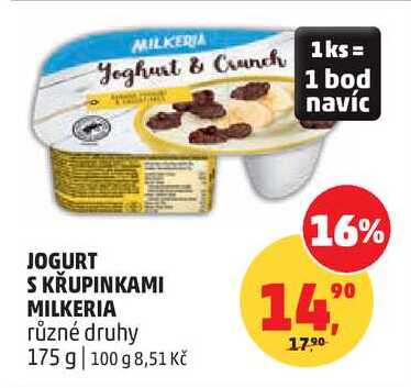 JOGURT S KRUPINKAMI MILKERIA různé druhy, 175 g 