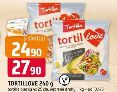 TORTILLOVE 240 g tortilla placky 4x 25 cm