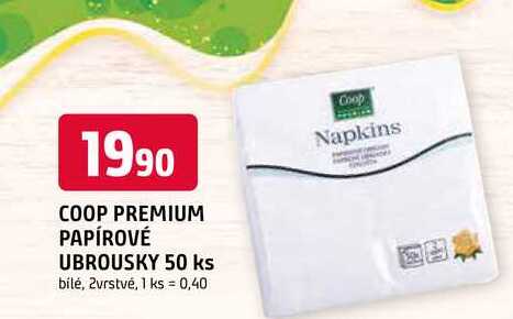 COOP PREMIUM PAPÍROVÉ UBROUSKY 50 ks bílé, 2vrstvé,