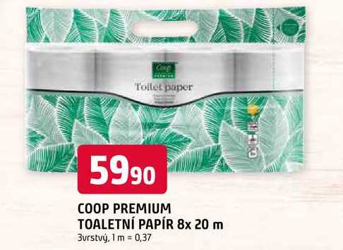COOP PREMIUM TOALETNÍ PAPÍR 8x 20 m 3vrstvý
