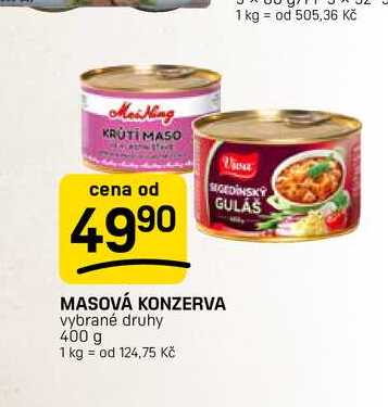 MASOVÁ KONZERVA vybrané druhy 400 g 
