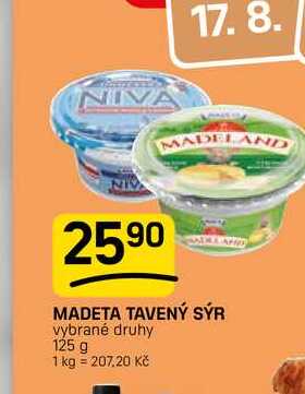MADETA TAVENÝ SÝR vybrané druhy 125 g