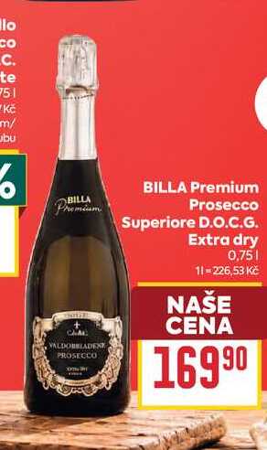 BILLA Premium Prosecco Superiore D.O.C.G. Extra dry 0,75l
