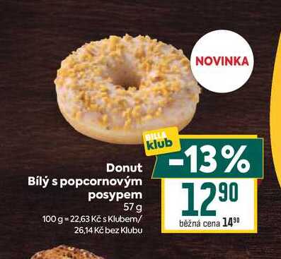 Donut Bílý s popcornovým posypem 57 g