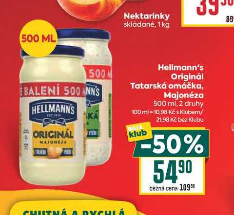 Hellmann's Originál Tatarská omáčka, Majonéza 500 ml