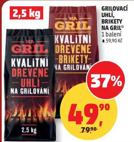 GRILOVACÍ UHLÍ, BRIKETY GRIL NA GRIL, 1 balení