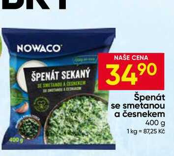 NOWACO Špenát se smetanou a česnekem 400g