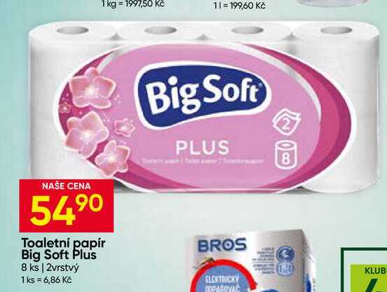 BigSoft Toaletni papir 8 ks 2vrstvý