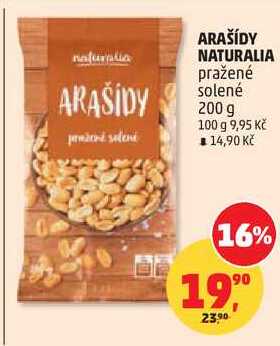 ARAŠÍDY NATURALIA pražené solené, 200 g