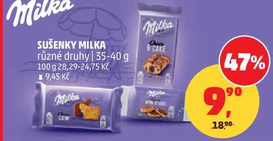 SUŠENKY MILKA různé druhy, 35-40 g