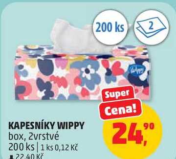 KAPESNÍKY WIPPY box, 2vrstvé, 200 ks 