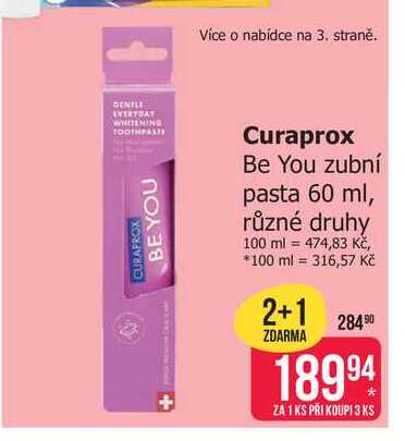 Curaprox Be You zubní pasta 60 ml, různé druhy