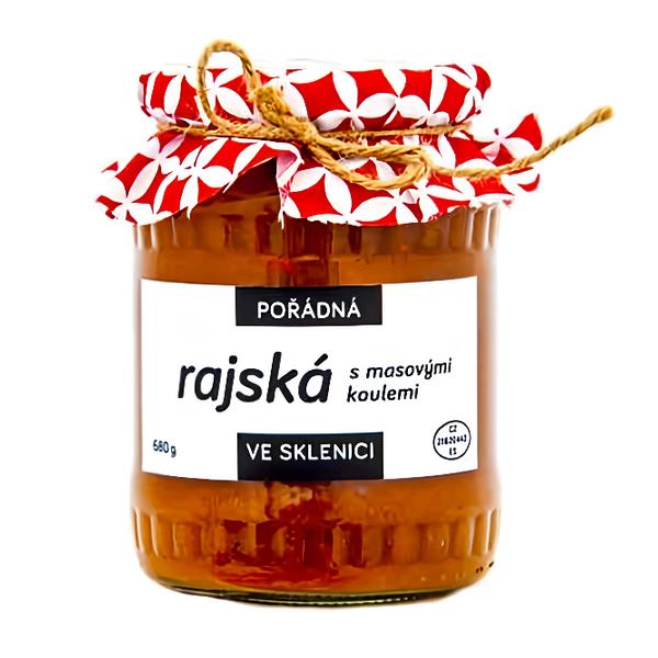Pořádně ve sklenici Rajská s masovými koulemi