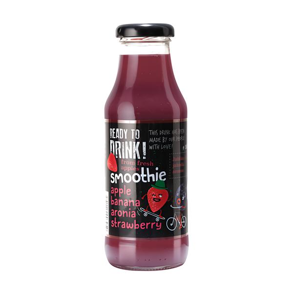 Ready to drink! Smoothie Jablko, banán, aronie, jahoda