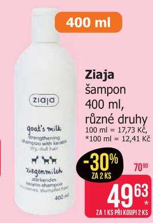 Ziaja šampon 400 ml, různé druhy