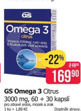 GS Omega 3 Citrus 3000 mg, 60+30 kapslí Teta drogerie