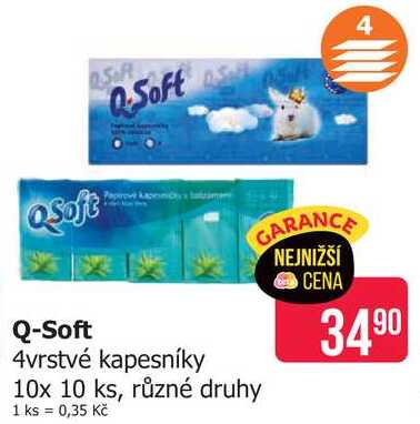 QSoft S 4vrstvé kapesníky 10x 10 ks, různé druhy Teta drogerie