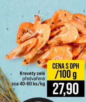 Krevety celé předvařené cca 40-60 ks 100g