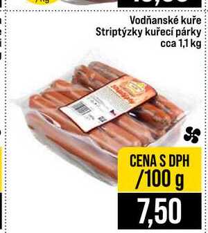 Vodňanské kuře Striptýzky kuřecí párky cca 1,1 kg 100g