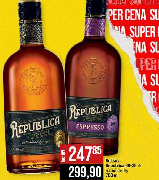 Božkov Republica 30-38% různé druhy 700 ml 