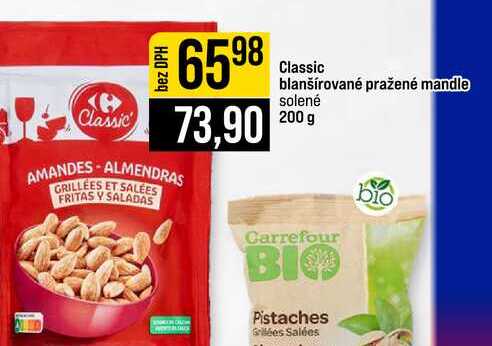 Classic blanšírované pražené mandle solené 200 g