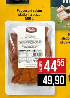 Pepperoni salám plátky na pizzu 500 g