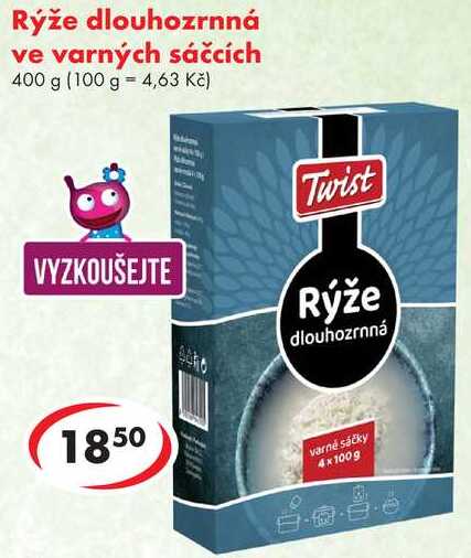 Rýže dlouhozrnná ve varných sáčcích, 400 g