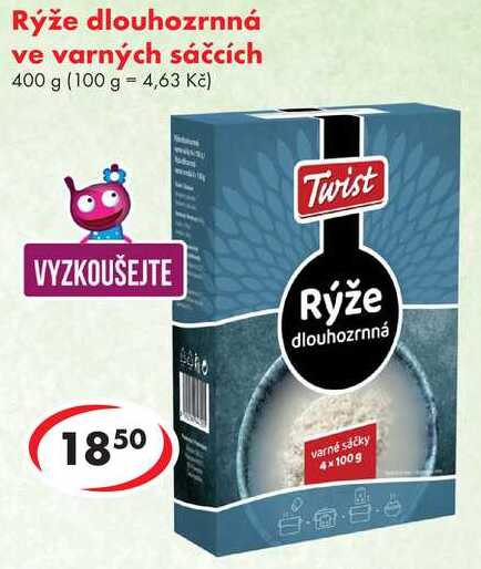 Rýže dlouhozrnná ve varných sáčcích, 400 g