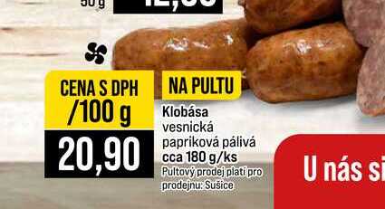 Klobása vesnická papriková pálivá cca 180 g