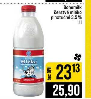Bohemilk čerstvé mléko plnotučné 3,5% 1l