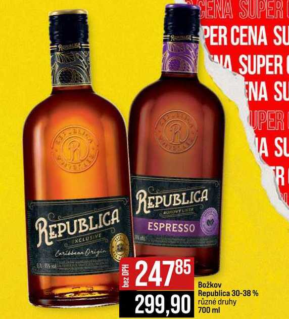 Božkov Republica 30-38% různé druhy 700 ml