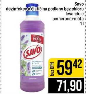 Savo dezinfekce a čistič na podlahy bez chloru levandule pomeranč+máta 1l