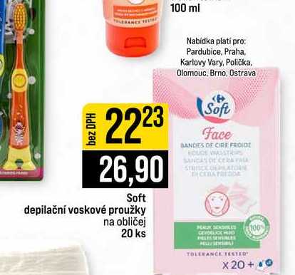 Soft depilační voskové proužky na obličej 20 ks